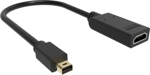 Vision TC-MDPHDMI/BL Mini DisplayPort to HDMI Type A (Standard) Cable Adapter, Black
