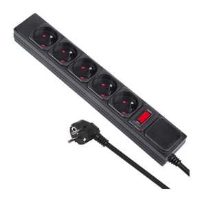 Maclean MCE219 Verteiler, 1,5 m, 5 x Netzsteckdose, für den Innenbereich, schwarz