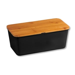 Kesper 58091 Rectangular Bread Box, Black, Bamboo Wood, Plastic