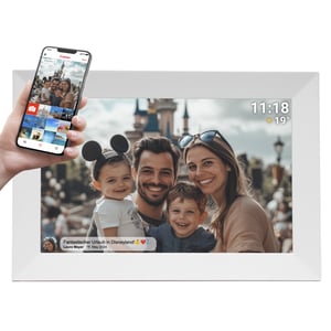 Denver PFF-1024WMK2 Digital Photo Frame, White, 25.6 cm (10.1"), Touchscreen, Wi-Fi