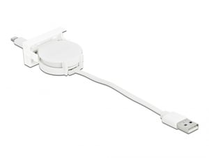 DeLOCK Easy 45 USB 2.0 Retractable USB Type-A to 8-Pin Lightning Female Cable, White