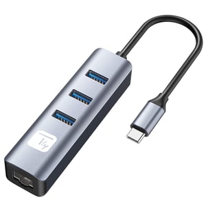 Techly IDATA USB-ETGIGA3CA Wired USB 3.2 Gen 1 (3.1 Gen 1) Type-A + Type-C Docking Station, Black, Silver