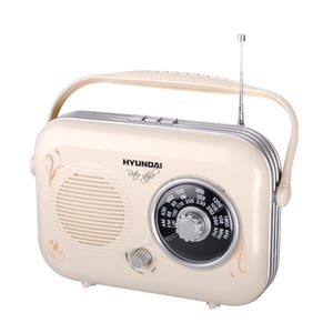 Hyundai PR 100 B Portable Analog Radio, Beige, Cream