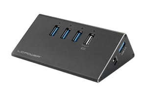 LC-Power LC-HUB-ALU-2B-4 huby i koncentratory USB 3.2 Gen 1 (3.1 Gen 1) Type-A 5000 Mbit/s Czarny