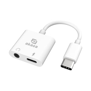 Akasa AK-CBCA30-08WH adapter för USB Type-C-kablar, USB Type-C + 3,5 mm-uttag, vit