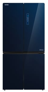 Toshiba GR-RF840WE-PGS kyl- och frysskåp med öppning på båda sidor, fristående, 636 l, blå