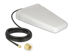DeLOCK Biała, zewnętrzna kierunkowa antena LTE SMA ze złączem męskim, 7 - 9 dBi z kablem przyłączeniowym (RG-58, 5 m)