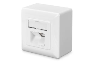 Digitus Unterputz-/Aufputz-Anschlussdose 2x RJ45, geschirmt, LSA, Kat. 6, Beschriftungsfeld, staubgeschützt, Farbe: Weiß