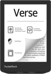 PocketBook Verse czytnik e-booków 8 GB Wi-Fi Czarny, Srebrny