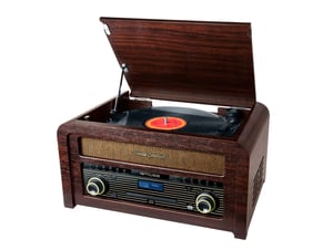 Muse MT-115 DAB obrotowy talerz gramofonu Gramofon z napędem bezpośrednim Czarny, Drewno Pół-automatyczny