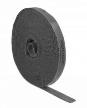 DeLOCK Roll of D-type Velcro Tape 10 m x S 15 mm, black