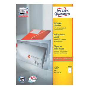 Avery 3418 bedruckbare Etiketten, weiß, selbstklebende Etiketten zum Bedrucken