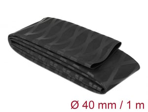 DeLOCK Heat-Shrink Tubing, Cross-Pattern, Non-Slip, 1 m x 40 mm, Black