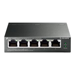 TP-Link TL-SG105PE Managed L2-Gigabit-Ethernet-Switch (10/100/1000) mit PoE-Unterstützung, schwarz