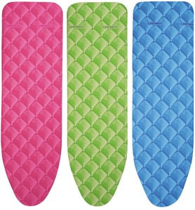 Leifheit Cotton Comfort S/M Padded Ironing Board Cover, Cotton, Blue, Green, Pink