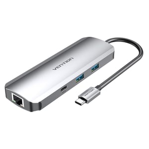 Vention TOMHB Wired USB 3.2 Gen 1 (3.1 Gen 1) Type-C Docking Station, Silver