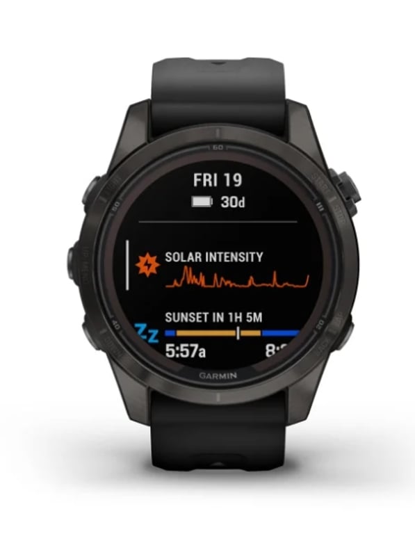 фото Смарт-годинник Garmin Fenix 7S Pro Sapphire Solar Carbon G. DLC Tit. with Black Band (010-02776-10/11/54)