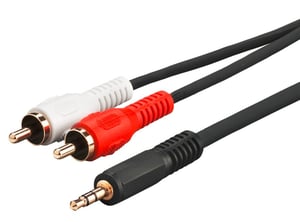 Microconnect AUDLC15G 15 m Audio Cable, 3.5 mm to 2 x RCA, Black