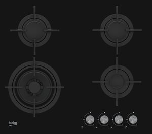 Beko HILW64222S Cooktop, Black, Built-in, Gas, 4 zones