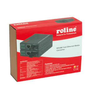 ROLINE RC-100FX/ST Fast-Ethernet-Konverter, RJ-45 auf ST, Loopback-Netzwerkkonverter