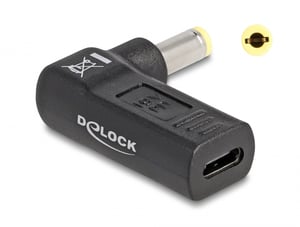 DeLOCK Adapter do kabla zasilającego do laptopów, gniazdo USB Type-C na wtyk 5,5 x 2,5 mm, wygięty 90°