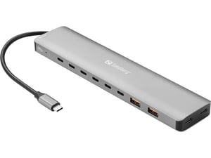 Sandberg 136-80 stacja dokująca Przewodowa USB 3.2 Gen 2 (3.1 Gen 2) Type-C Szary
