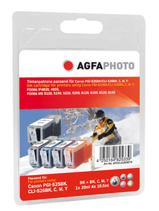 AgfaPhoto APCCLI526SETD Tintenpatronen-Set, 5 Stück: Schwarz, Cyan, Magenta, Gelb