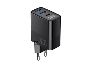 Havit UCLE001 EU - trójportowa ładowarka GaN 30 W, czarna
