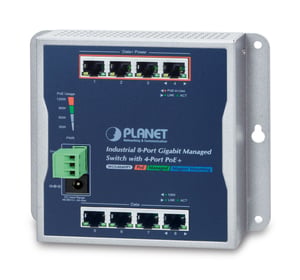 PLANET WGS-804HPT verwaltbarer Gigabit-Ethernet-Netzwerk-Switch (10/100/1000) mit PoE-Unterstützung, schwarz
