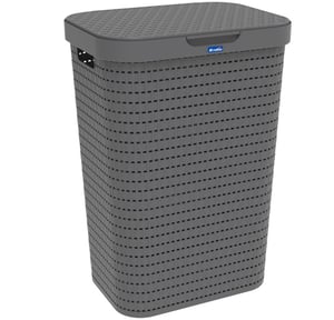 Rotho Country 55-liter Rectangular Plastic Laundry Basket, Anthracite