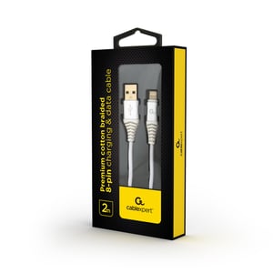 Gembird CC-USB2B-AMLM-2M-BW2 Lightning Cable, Silver, White