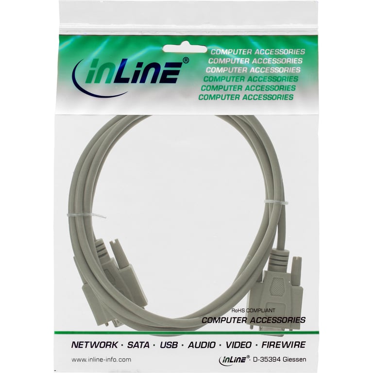 InLine 4043718035601 kabel równoległy Beżowy 20 m DB-9