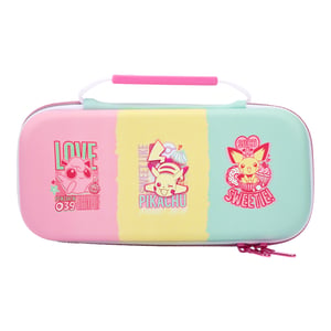 PowerA NSCS0125-01 Case for Nintendo Handheld Game Consoles—Felt, Rubber—Green, Pink, Yellow
