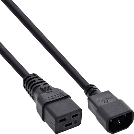 InLine 16659F kabel zasilające Czarny 1 m C14 panel C19 panel