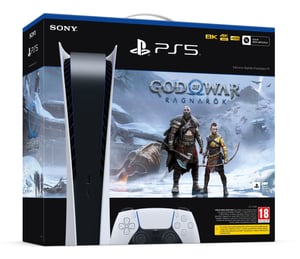 Sony PlayStation 5 Digital Edition + God of War Ragnarök 825 GB Wi-Fi Svart, Vit