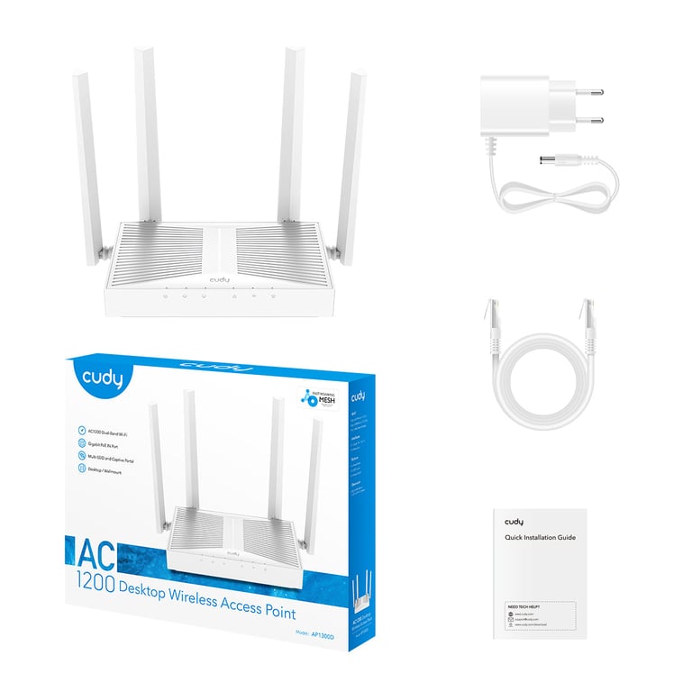 Cudy AP1300D punkt dostępowy WLAN 1167 Mbit/s Biały Obsługa PoE