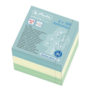 Herlitz 50033430 Self-Adhesive Sticky Notes, Rectangular, Blue, Green, Yellow, 600 sheets. Self-adhesive