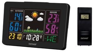Denver WS-540BLACK Digital Weather Station, Black, AC/Battery