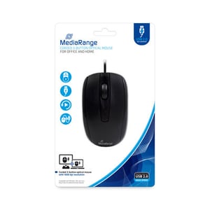 MediaRange MROS211 mus Kontor Tvåhandsanvändning USB Typ A Optisk 1000 DPI