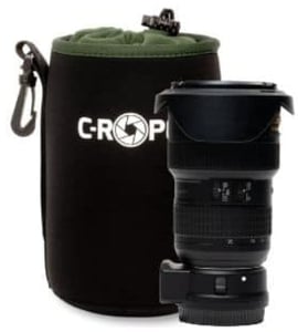 C-Rope CRP-LNB-L-BLK-2 Camera Lens Case / Cover Black, Green Fleece, Neoprene Zippered Case