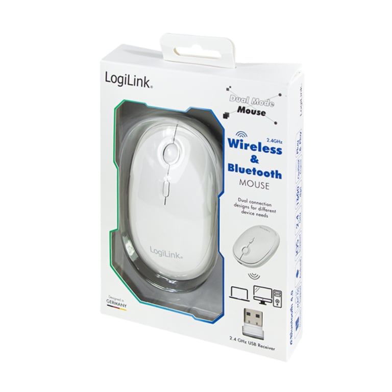 LogiLink ID0205 myszka Biuro Oburęczny RF Wireless + Bluetooth 1600 DPI