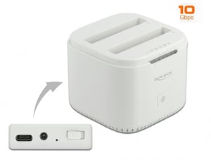 DeLOCK USB Type-C 3.2 Docking Station for 2 x 2.5″ SATA HDD/SSD with Cloning Function