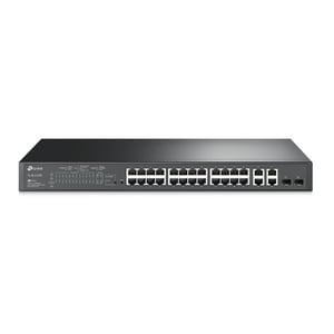 TP-Link JetStream TL-SL2428P Managed L2 Fast Ethernet (10/100) Netzwerk-Switch mit PoE-Unterstützung, 1U, schwarz