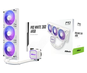 Asrock Pro White 360 ARGB All-in-One-Flüssigkeitskühler für den Prozessor, 12 cm, weiß