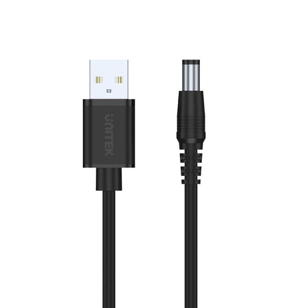 UNITEK Y-C4046BK kabel zasilające Czarny 1,5 m USB A DC 5.5mm