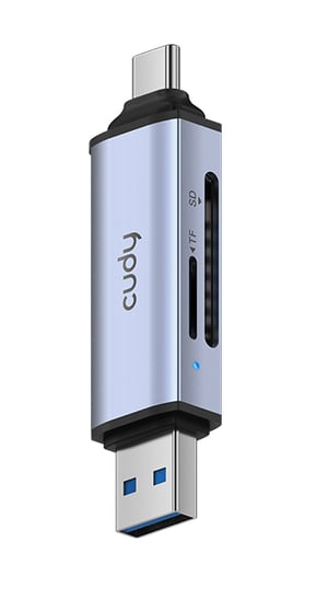 Cudy czytnik kart USB 2.0 Type-A/Type-C Szary, Srebrny