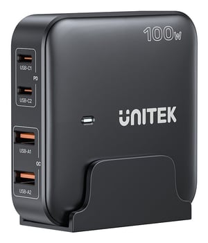 UNITEK P1229ABK01-EU 100w Uniwersalne Czarny, Biały Prąd przemienny Szybkie ładowanie Wewnętrzna