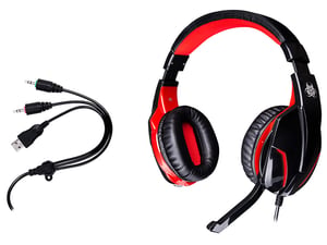 Tracer BATTLE HEROES Riot V2 Wired Gaming Headset with Headband, USB Type-A, Black, Red