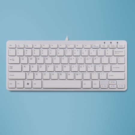 R-Go Tools Ergonomiczna klawiatura, R-Go Compact klawiatura, płaska konstrukcja,układ QWERTY (US), przewodowa, biała