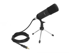 DeLOCK Professional Computer Podcast Microphone with XLR Connector and 3-Pin Male Stereo Jack + In-Line Adapter for Smartphones and Tablets